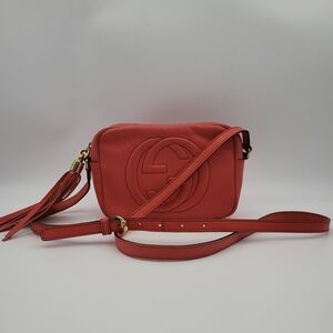 GUCCI Soho Disco Bright Red Leather Crossbody Bag..Authentic w/COA...